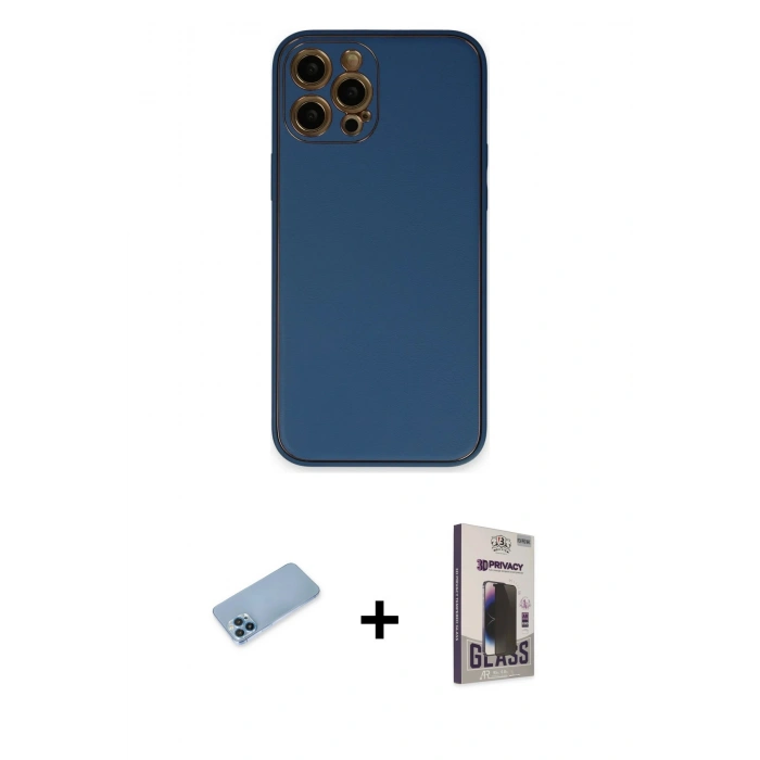 MARSİLYAN™- iPhone 12 Pro Max Kılıf Yadigar Klasik - Siyah Bilvis Hayalet Cam Ekran Koruyucu + Shine Kamera Lens Koruma Cam - MI