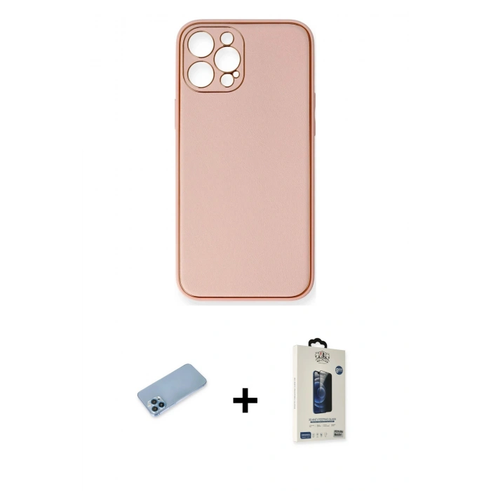 MARSİLYAN™- iPhone 12 Pro Max Kılıf Yadigar Klasik - Siyah Bilvis Hayalet Cam Ekran Koruyucu + Mavi Shine Kamera Lens Koruma Cam