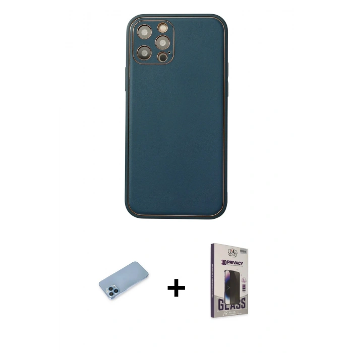 MARSİLYAN™- iPhone 12 Pro Max Kılıf Yadigar Klasik - Siyah Bilvis Hayalet Cam Ekran Koruyucu + Shine Kamera Lens Koruma Cam - MI