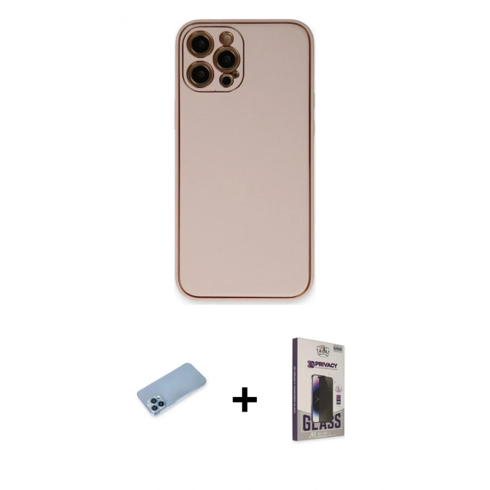 MARSİLYAN™- iPhone 12 Pro Max Kılıf Yadigar Klasik - Siyah Bilvis Hayalet Cam Ekran Koruyucu + Shine Kamera Lens Koruma Cam - MI