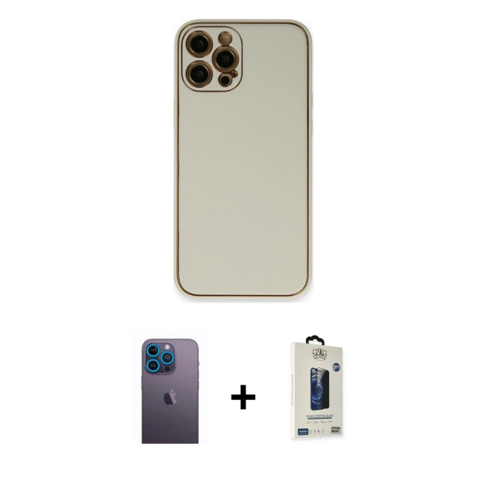 MARSİLYAN™- iPhone 12 Pro Max Kılıf Yadigar Klasik - Siyah Bilvis Hayalet Cam Ekran Koruyucu + Neon Fosforlu Kamera Lens - MI