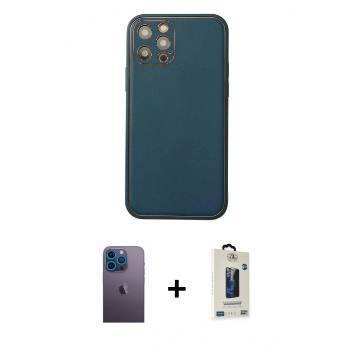 MARSİLYAN™- iPhone 12 Pro Max Kılıf Yadigar Klasik - Siyah Bilvis Hayalet Cam Ekran Koruyucu + Neon Fosforlu Kamera Lens - MI