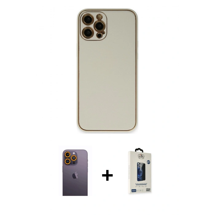 MARSİLYAN™- iPhone 12 Pro Max Kılıf Yadigar Klasik - Siyah Bilvis Hayalet Cam Ekran Koruyucu + Neon Fosforlu Kamera Lens - SI