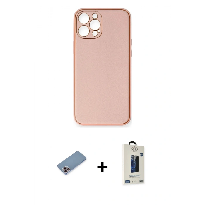 MARSİLYAN™- iPhone 12 Pro Max Kılıf Yadigar Klasik - Siyah Bilvis Hayalet Cam Ekran Koruyucu + Shine Kamera Lens Koruma Cam - PE
