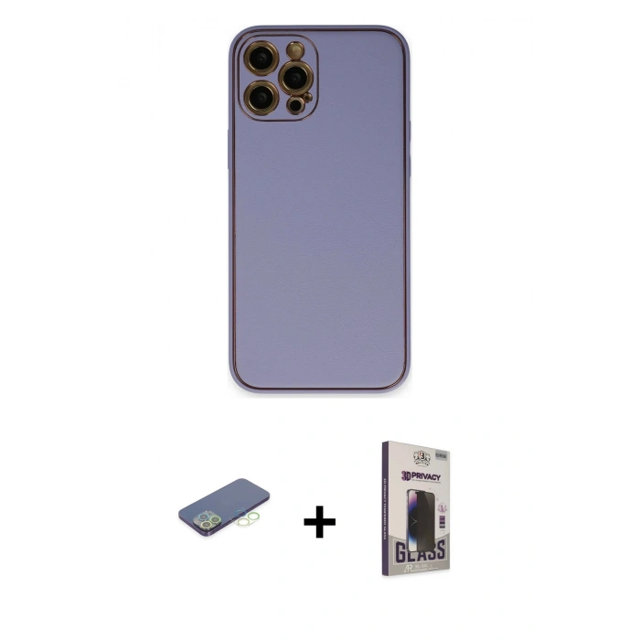 MARSİLYAN™- iPhone 12 Pro Max Kılıf Yadigar Klasik - Siyah Bilvis Hayalet Cam Ekran Koruyucu + Renkli Kamera Lens Koruma Cam - YL