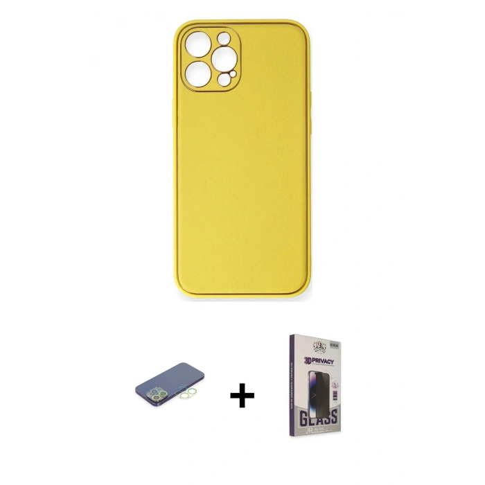 MARSİLYAN™- iPhone 12 Pro Max Kılıf Yadigar Klasik - Siyah Bilvis Hayalet Cam Ekran Koruyucu + Renkli Kamera Lens Koruma Cam - YL
