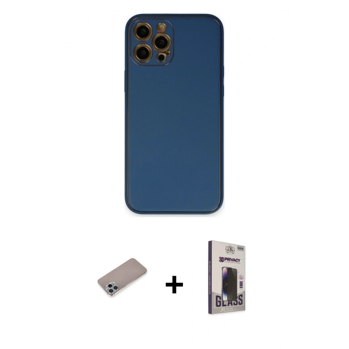 MARSİLYAN™- iPhone 12 Pro Max Kılıf Yadigar Klasik - Siyah Bilvis Hayalet Cam Ekran Koruyucu + Shine Kamera Lens Koruma Cam - SABE