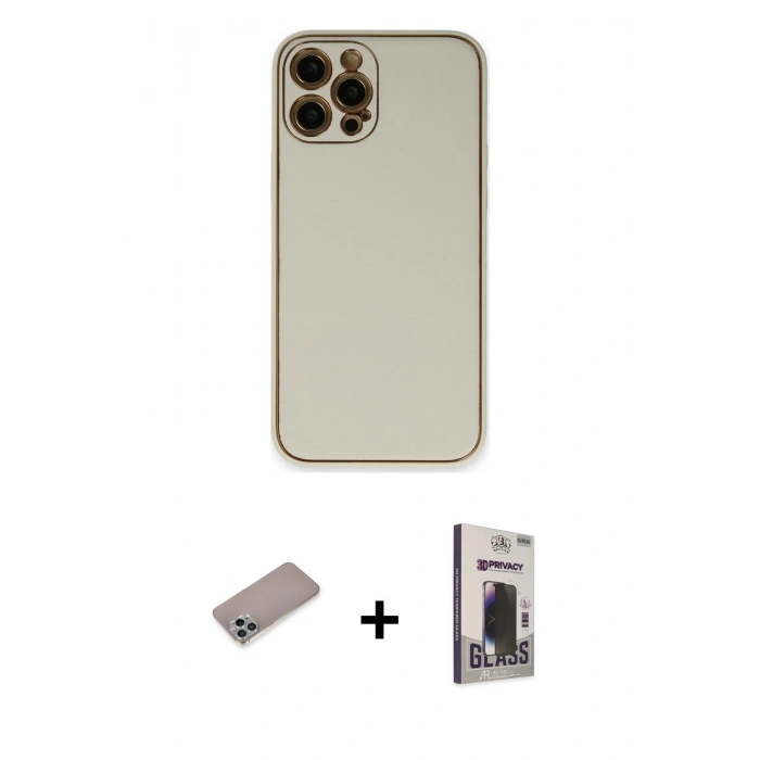 MARSİLYAN™- iPhone 12 Pro Max Kılıf Yadigar Klasik - Siyah Bilvis Hayalet Cam Ekran Koruyucu + Shine Kamera Lens Koruma Cam - SABE
