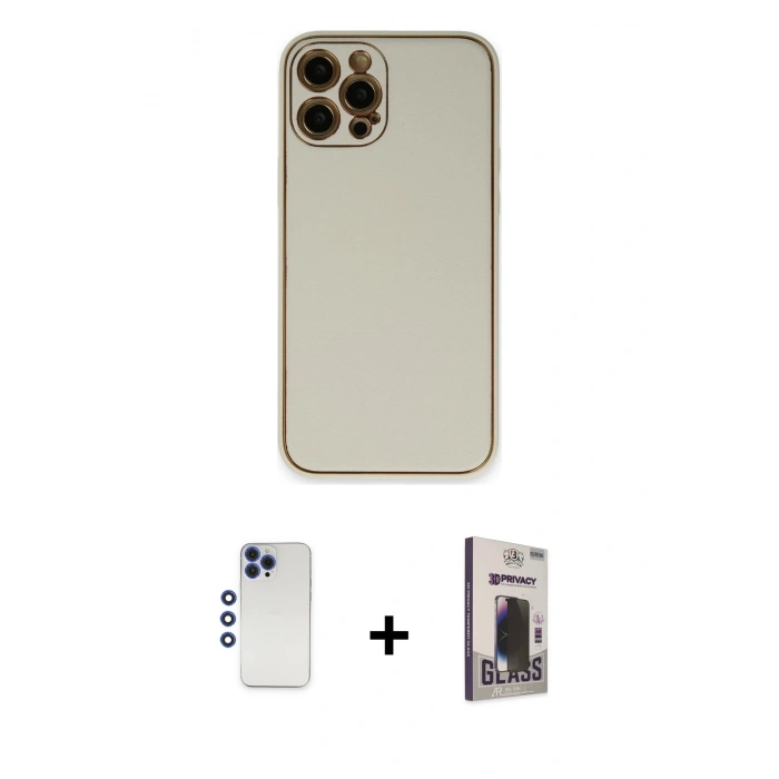 MARSİLYAN™- iPhone 12 Pro Max Kılıf Yadigar Klasik - Siyah Bilvis Hayalet Cam Ekran Koruyucu + Shine Kamera Lens - LT