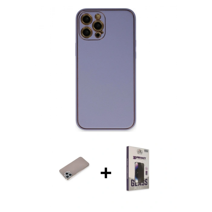 MARSİLYAN™- iPhone 12 Pro Max Kılıf Yadigar Klasik - Siyah Bilvis Hayalet Cam Ekran Koruyucu + Shine Kamera Lens Koruma Cam - SABE