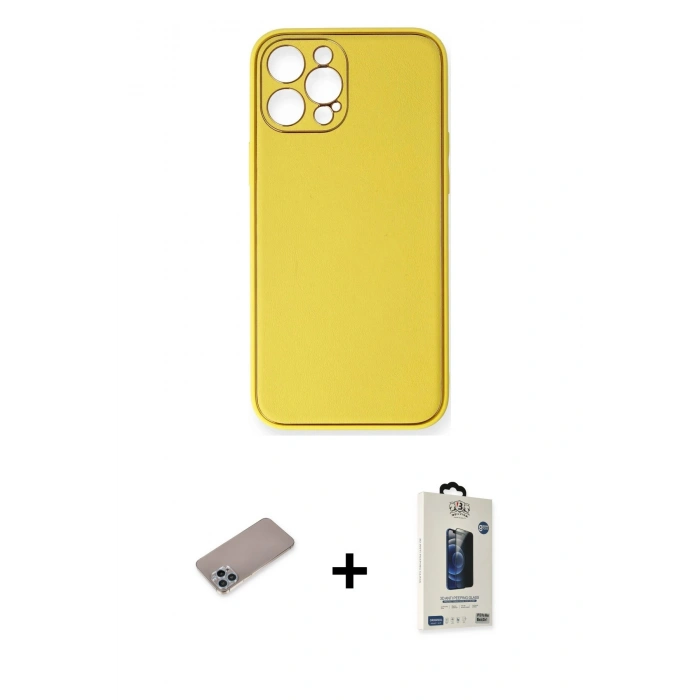 MARSİLYAN™- iPhone 12 Pro Max Kılıf Yadigar Klasik - Siyah Bilvis Hayalet Cam Ekran Koruyucu + Shine Kamera Lens Koruma Cam - SABE