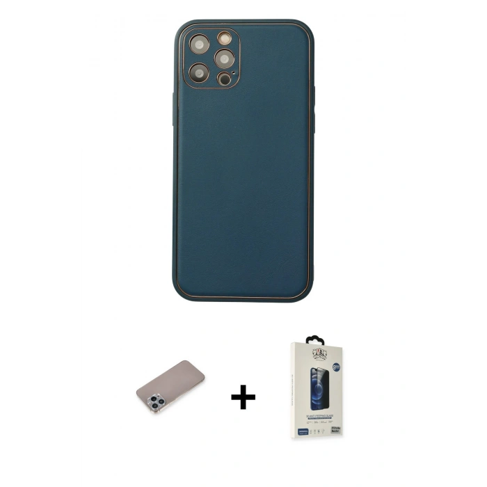 MARSİLYAN™- iPhone 12 Pro Max Kılıf Yadigar Klasik - Siyah Bilvis Hayalet Cam Ekran Koruyucu + Shine Kamera Lens Koruma Cam - SABE