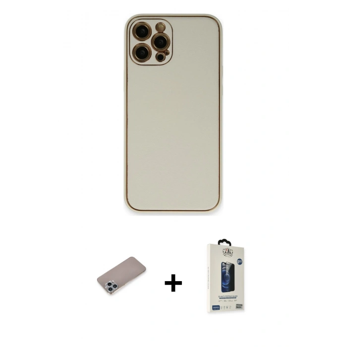 MARSİLYAN™- iPhone 12 Pro Max Kılıf Yadigar Klasik - Siyah Bilvis Hayalet Cam Ekran Koruyucu + Shine Kamera Lens Koruma Cam - SABE