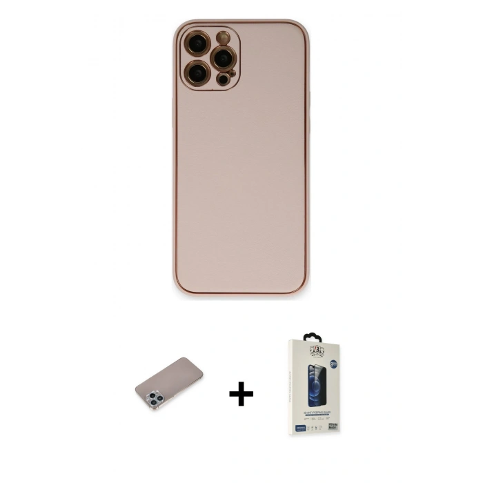 MARSİLYAN™- iPhone 12 Pro Max Kılıf Yadigar Klasik - Siyah Bilvis Hayalet Cam Ekran Koruyucu + Shine Kamera Lens Koruma Cam - SABE