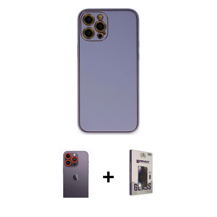 MARSİLYAN™- iPhone 12 Pro Max Kılıf Yadigar Klasik - Siyah Bilvis Hayalet Cam Ekran Koruyucu + Neon Fosforlu Kamera Lens - TU