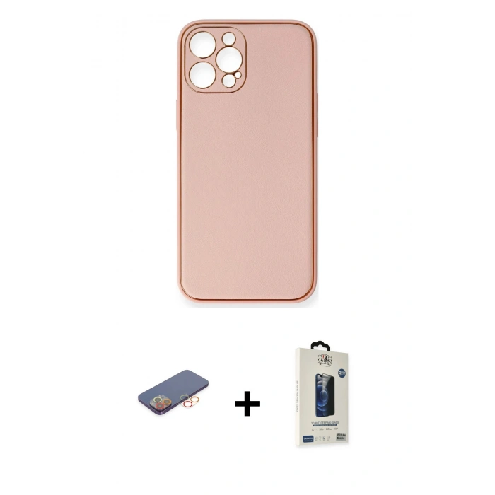 MARSİLYAN™- iPhone 12 Pro Max Kılıf Yadigar Klasik - Siyah Bilvis Hayalet Cam Ekran Koruyucu + Renkli Kamera Lens Koruma Cam - TU