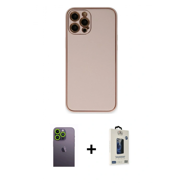 MARSİLYAN™- iPhone 12 Pro Max Kılıf Yadigar Klasik - Siyah Bilvis Hayalet Cam Ekran Koruyucu + Neon Fosforlu Kamera Lens - YL