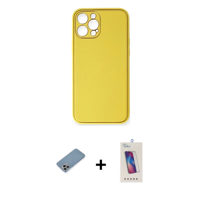 MARSİLYAN™- iPhone 12 Pro Max Kılıf Yadigar Klasik - Siyah Joko 5D Cam + Shine Kamera Lens Koruma Cam - GI
