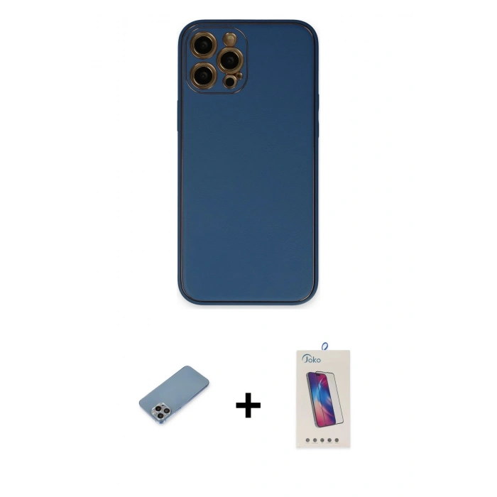MARSİLYAN™- iPhone 12 Pro Max Kılıf Yadigar Klasik - Siyah Joko 5D Cam + Shine Kamera Lens Koruma Cam - GI