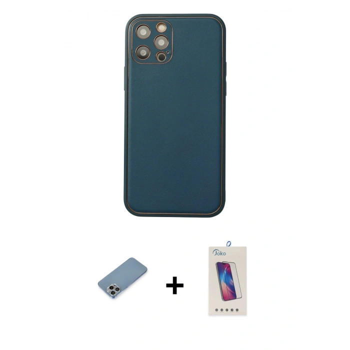 MARSİLYAN™- iPhone 12 Pro Max Kılıf Yadigar Klasik - Siyah Joko 5D Cam + Shine Kamera Lens Koruma Cam - GI