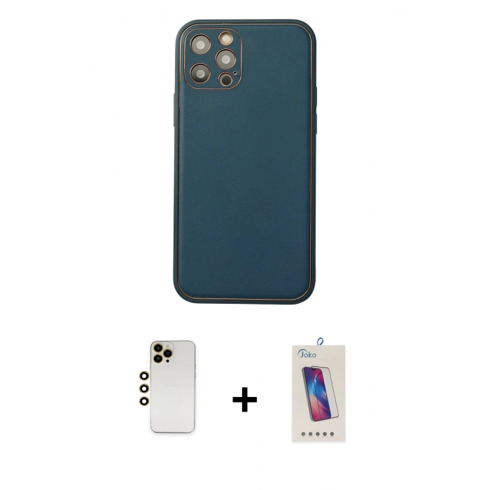 MARSİLYAN™- iPhone 12 Pro Max Kılıf Yadigar Klasik - Siyah Joko 5D Cam + Shine Kamera Lens - GD