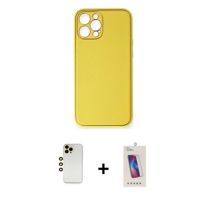 MARSİLYAN™- iPhone 12 Pro Max Kılıf Yadigar Klasik - Siyah Joko 5D Cam + Shine Kamera Lens - GD