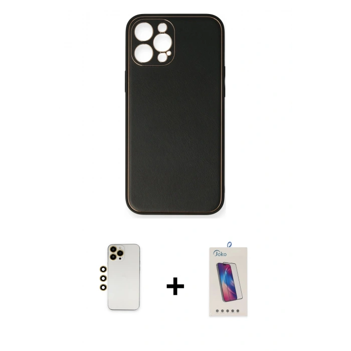 MARSİLYAN™- iPhone 12 Pro Max Kılıf Yadigar Klasik - Siyah Joko 5D Cam + Shine Kamera Lens - GD