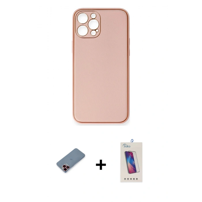 MARSİLYAN™- iPhone 12 Pro Max Kılıf Yadigar Klasik - Siyah Joko 5D Cam + Metal Kamera Lens Koruma Cam - KI