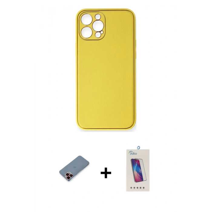 MARSİLYAN™- iPhone 12 Pro Max Kılıf Yadigar Klasik - Siyah Joko 5D Cam + Metal Kamera Lens Koruma Cam - KI