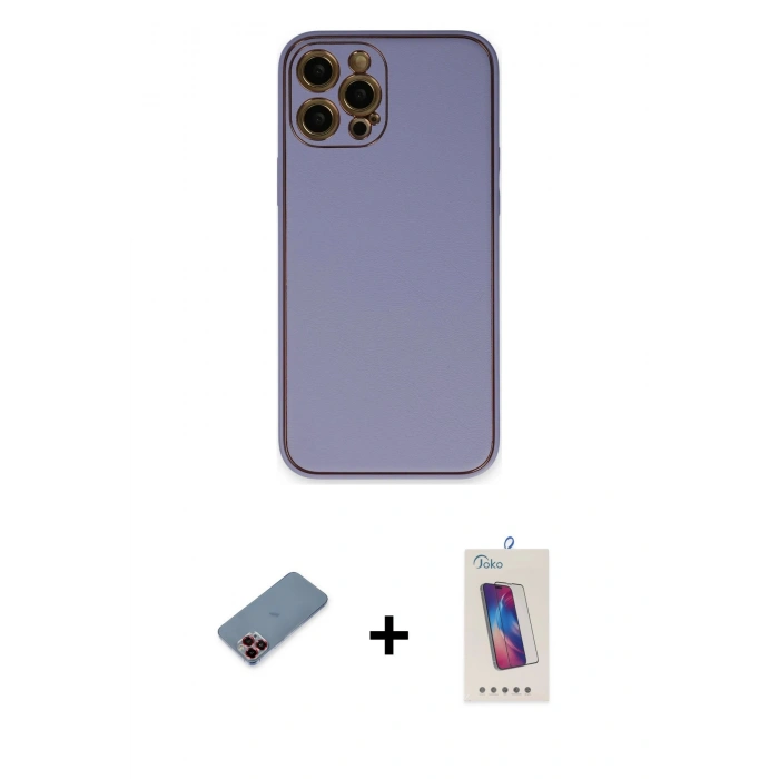 MARSİLYAN™- iPhone 12 Pro Max Kılıf Yadigar Klasik - Siyah Joko 5D Cam + Metal Kamera Lens Koruma Cam - KI