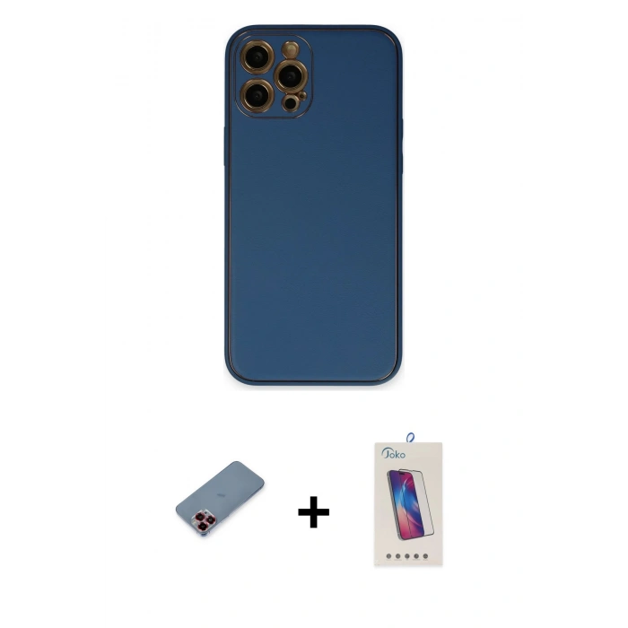 MARSİLYAN™- iPhone 12 Pro Max Kılıf Yadigar Klasik - Siyah Joko 5D Cam + Metal Kamera Lens Koruma Cam - KI