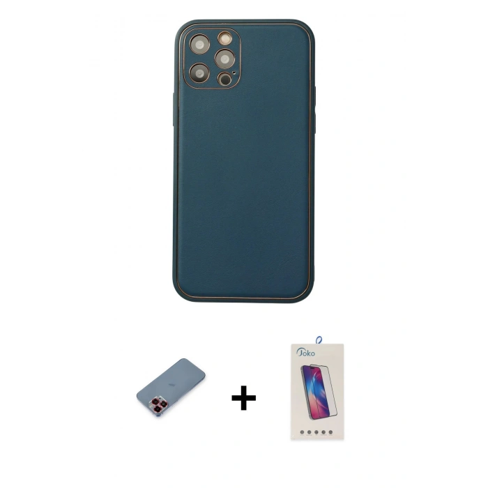 MARSİLYAN™- iPhone 12 Pro Max Kılıf Yadigar Klasik - Siyah Joko 5D Cam + Metal Kamera Lens Koruma Cam - KI