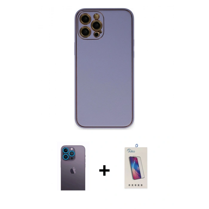 MARSİLYAN™- iPhone 12 Pro Max Kılıf Yadigar Klasik - Siyah Joko 5D Cam + Neon Fosforlu Kamera Lens - MI