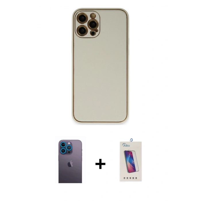 MARSİLYAN™- iPhone 12 Pro Max Kılıf Yadigar Klasik - Siyah Joko 5D Cam + Neon Fosforlu Kamera Lens - MI