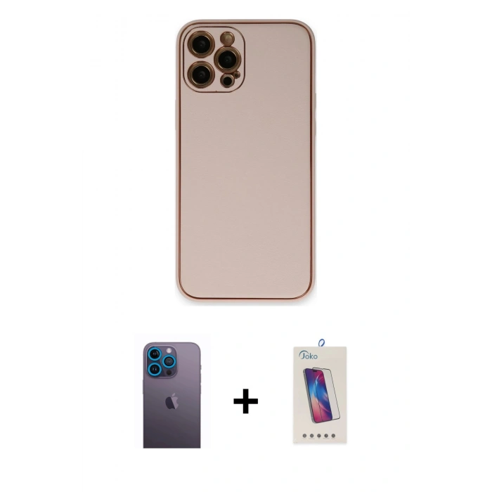 MARSİLYAN™- iPhone 12 Pro Max Kılıf Yadigar Klasik - Siyah Joko 5D Cam + Neon Fosforlu Kamera Lens - MI