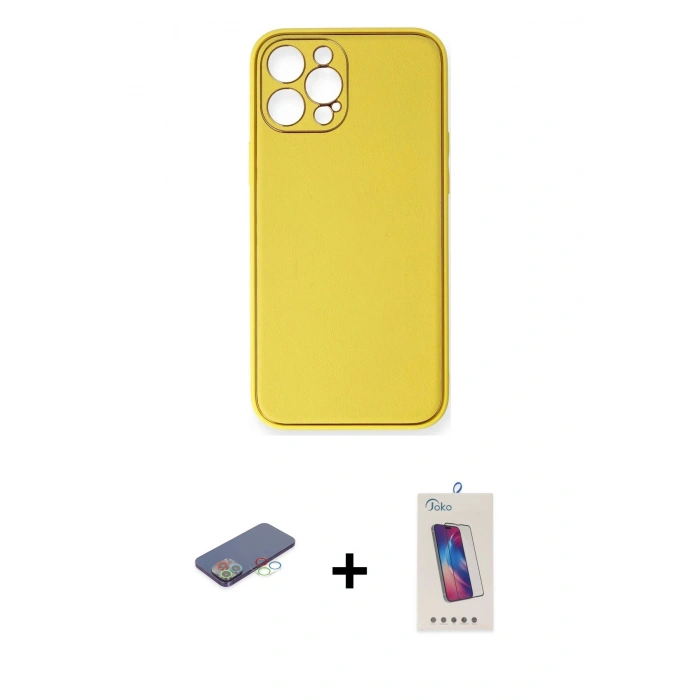 MARSİLYAN™- iPhone 12 Pro Max Kılıf Yadigar Klasik - Siyah Joko 5D Cam + Renkli Kamera Lens Koruma Cam - MI