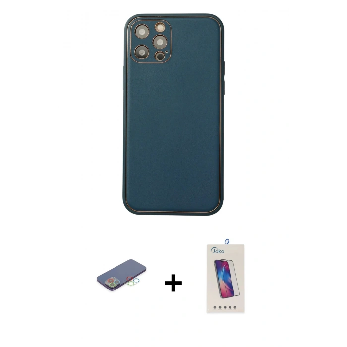 MARSİLYAN™- iPhone 12 Pro Max Kılıf Yadigar Klasik - Siyah Joko 5D Cam + Renkli Kamera Lens Koruma Cam - MI