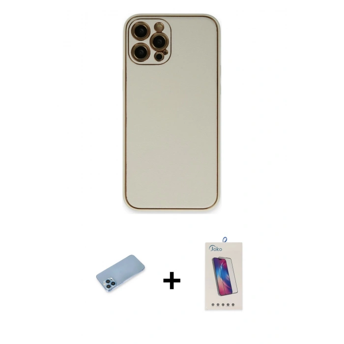 MARSİLYAN™- iPhone 12 Pro Max Kılıf Yadigar Klasik - Siyah Joko 5D Cam + Shine Kamera Lens Koruma Cam - MI