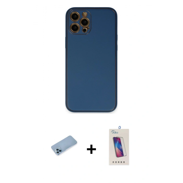 MARSİLYAN™- iPhone 12 Pro Max Kılıf Yadigar Klasik - Siyah Joko 5D Cam + Shine Kamera Lens Koruma Cam - MI