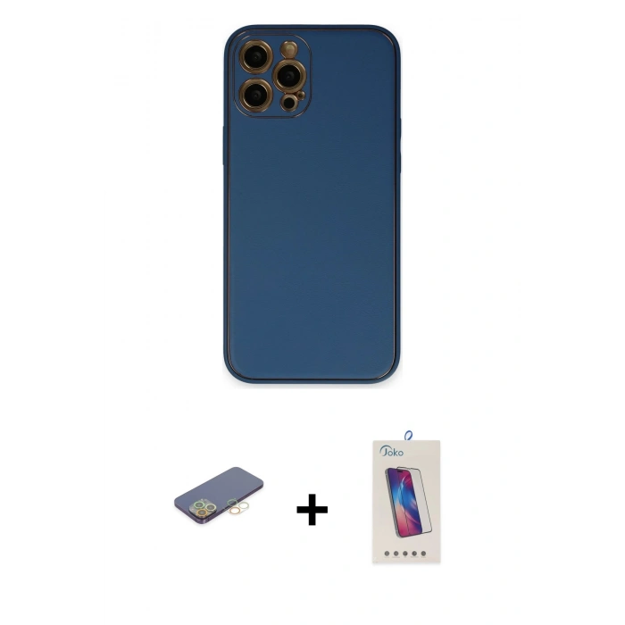MARSİLYAN™- iPhone 12 Pro Max Kılıf Yadigar Klasik - Siyah Joko 5D Cam + Renkli Kamera Lens Koruma Cam - SI