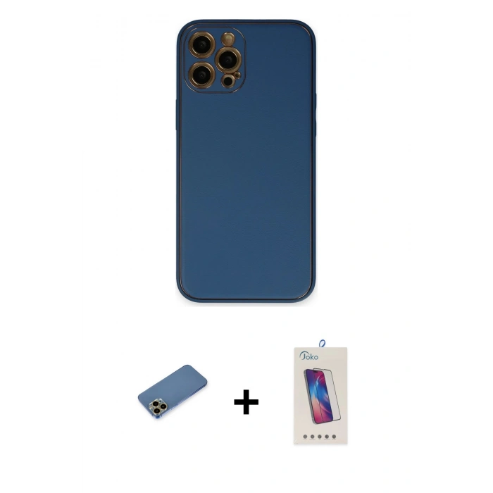 MARSİLYAN™- iPhone 12 Pro Max Kılıf Yadigar Klasik - Siyah Joko 5D Cam + Shine Kamera Lens Koruma Cam - GD