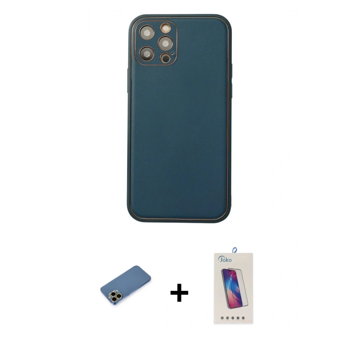 MARSİLYAN™- iPhone 12 Pro Max Kılıf Yadigar Klasik - Siyah Joko 5D Cam + Shine Kamera Lens Koruma Cam - GD