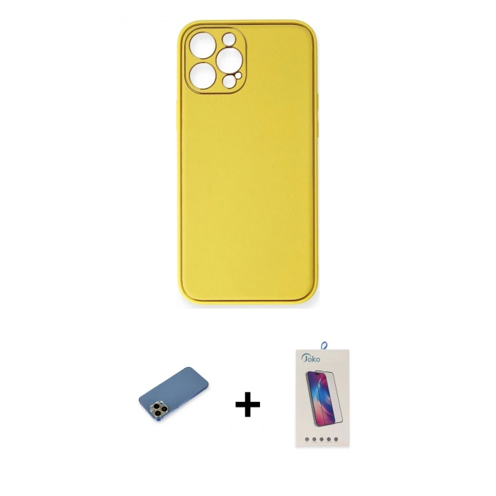 MARSİLYAN™- iPhone 12 Pro Max Kılıf Yadigar Klasik - Siyah Joko 5D Cam + Shine Kamera Lens Koruma Cam - GD