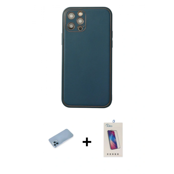MARSİLYAN™- iPhone 12 Pro Max Kılıf Yadigar Klasik - Siyah Joko 5D Cam + Shine Kamera Lens Koruma Cam - MI
