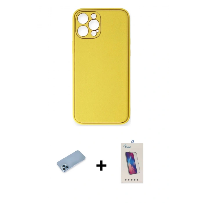 MARSİLYAN™- iPhone 12 Pro Max Kılıf Yadigar Klasik - Siyah Joko 5D Cam + Shine Kamera Lens Koruma Cam - MI