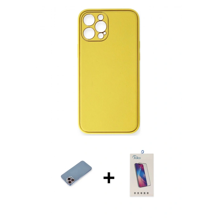 MARSİLYAN™- iPhone 12 Pro Max Kılıf Yadigar Klasik - Siyah Joko 5D Cam + Shine Kamera Lens Koruma Cam - PE