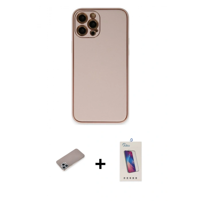 MARSİLYAN™- iPhone 12 Pro Max Kılıf Yadigar Klasik - Siyah Joko 5D Cam + Shine Kamera Lens Koruma Cam - SABE