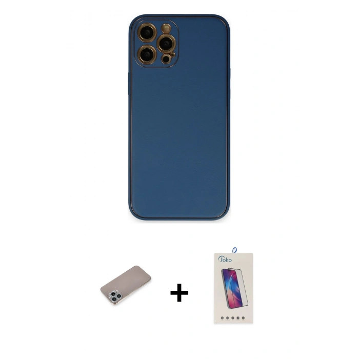 MARSİLYAN™- iPhone 12 Pro Max Kılıf Yadigar Klasik - Siyah Joko 5D Cam + Shine Kamera Lens Koruma Cam - SABE