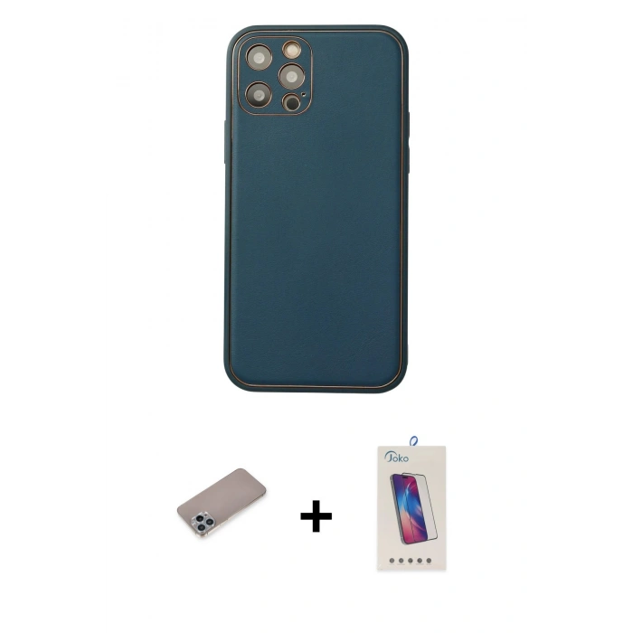 MARSİLYAN™- iPhone 12 Pro Max Kılıf Yadigar Klasik - Siyah Joko 5D Cam + Shine Kamera Lens Koruma Cam - SABE