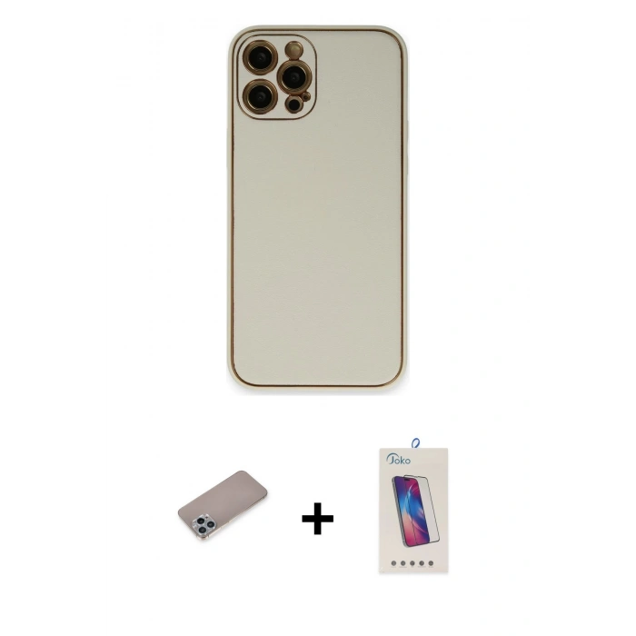 MARSİLYAN™- iPhone 12 Pro Max Kılıf Yadigar Klasik - Siyah Joko 5D Cam + Shine Kamera Lens Koruma Cam - SABE